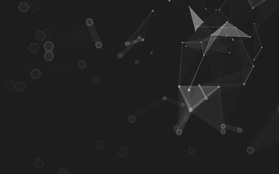 Abstract polygonal space low poly dark background with connecting dots and lines. Connection structure. 3d rendering