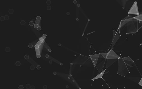 Abstract polygonal space low poly dark background with connecting dots and lines. Connection structure. 3d rendering