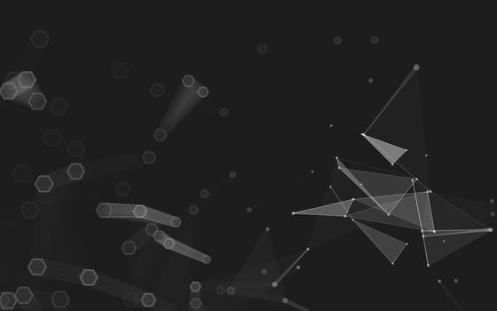 Abstract polygonal space low poly dark background with connecting dots and lines. Connection structure. 3d rendering