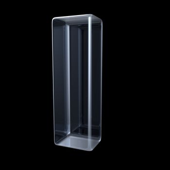 Transparent x-ray letter I. 3D render illustration on black background
