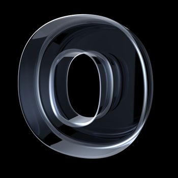 Transparent x-ray letter O. 3D render illustration on black background