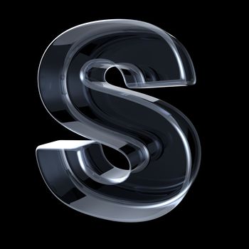Transparent x-ray letter S. 3D render illustration on black background