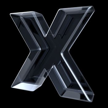 Transparent x-ray letter X. 3D render illustration on black background