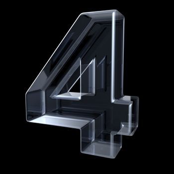 Transparent x-ray number 4 FOUR. 3D render illustration on black background