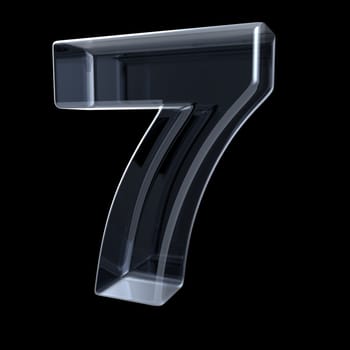 Transparent x-ray number 7 SEVEN. 3D render illustration on black background