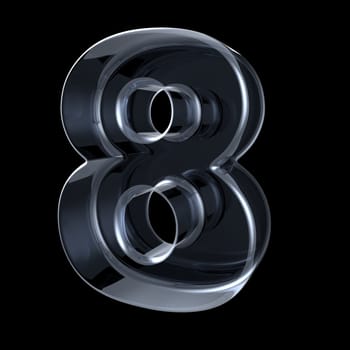 Transparent x-ray number 8 EIGHT. 3D render illustration on black background