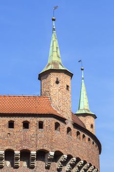 Gothic-style Krakow Barbican ( Barbakan), Old Town,  Krakow, Poland