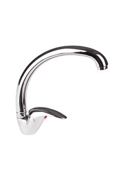 Metal chromium-plated water mixer on an isolated background