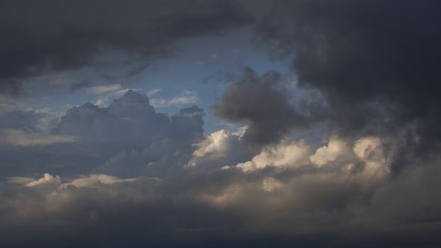 Panorama sunset clouds in the evening sky.