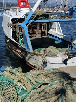 Fishing boat docked at the port of La Spezia, Italy