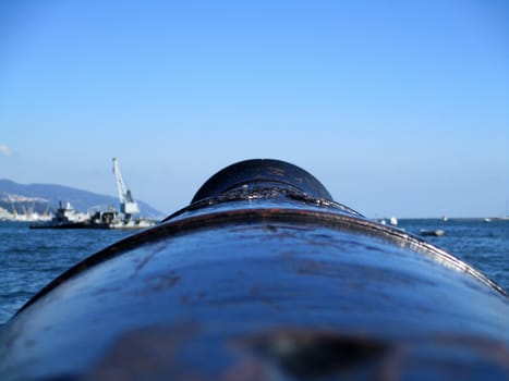 Port of La Spezia, Italy, old cannons on the waterfront