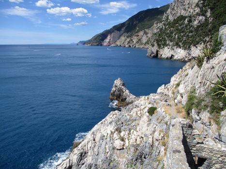 view of the coast and sea around Portovenere, Liguria, Italy