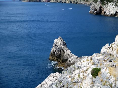 view of the coast and sea around Portovenere, Liguria, Italy