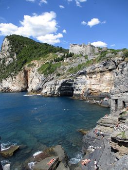 view of the coast and sea around Portovenere, Liguria, Italy