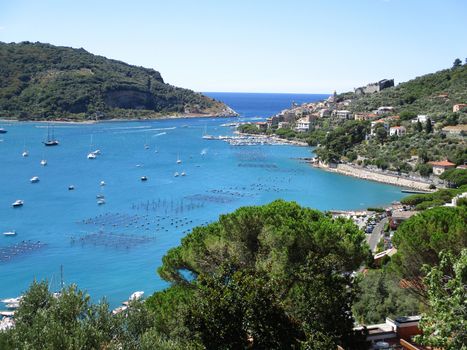 top view of the coastline around Portovenere, Liguria, italy