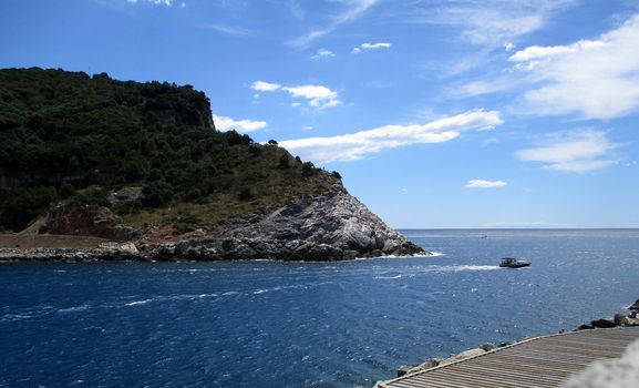 top view of the coastline around Portovenere, Liguria, italy