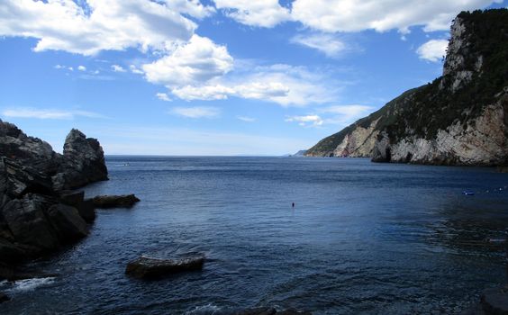 top view of the coastline around Portovenere, Liguria, italy