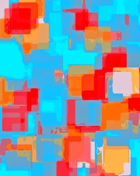 blue red and orange painting square pattern abstract background