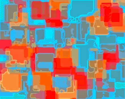 red blue and orange drawing and painting abstract background