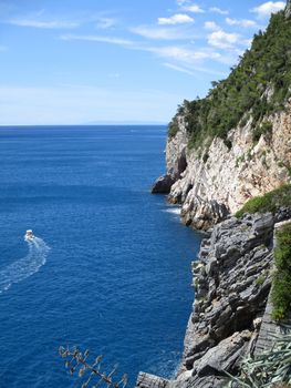 view of the coast and sea around Portovenere, Liguria, Italy