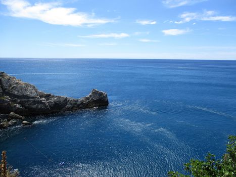 view of the coast and sea around Portovenere, Liguria, Italy