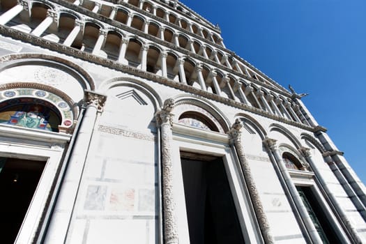 bottom view of the Cathedral of Pisa, Tuscany, Italy