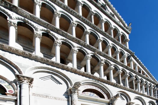 bottom view of the Cathedral of Pisa, Tuscany, Italy