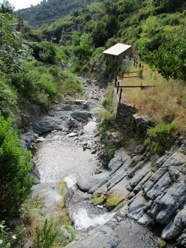 creek in Vernazza, 5 Terre Gulf, Liguria, Italy