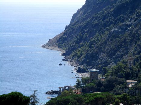 top view of Monterosso by the sea, the bay of the 5 lands, Liguria, Italy