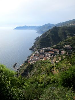 top view of Riomaggiore, 5 terre, Italy