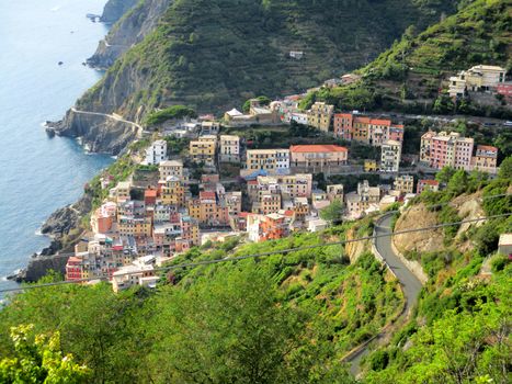 top view of Riomaggiore, 5 terre, Italy