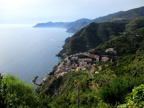 top view of Riomaggiore, 5 terre, Italy