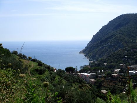 top view of Monterosso by the sea, the bay of the 5 lands, Liguria, Italy