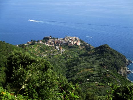 top view of the gulf of 5 Terre, Liguria, Italy