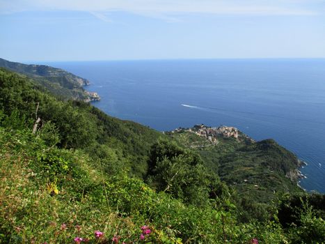 top view of the gulf of 5 Terre, Liguria, Italy