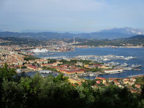 top view of the gulf of La Spezia, Liguria, Italy