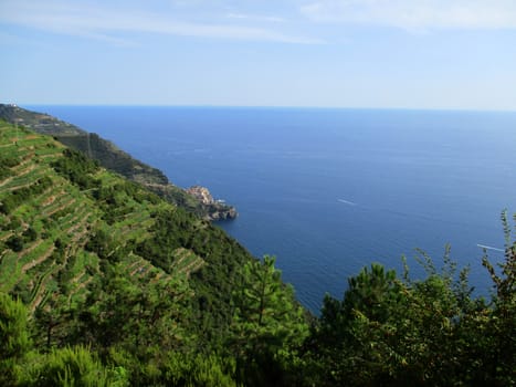 top view of the gulf of 5 Terre, Liguria, Italy