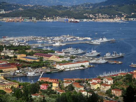 top view of the gulf of La Spezia, Liguria, Italy