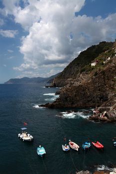 boats in the shed, the Gulf of the 5 lands. Italy