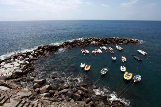 boats in the shed, the Gulf of the 5 lands. Italy