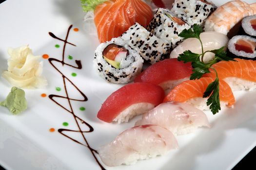 close up sushi and sashimi