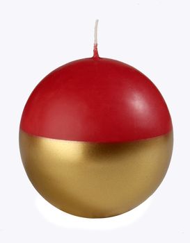 candle ball red painted gold on a white background