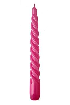 candle twisted pink on a white background