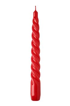 candle twisted red on a white background