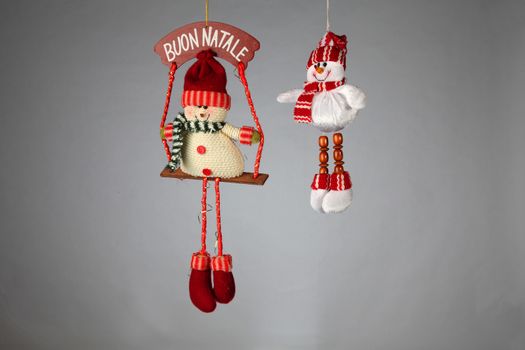 Christmas decorations to hang on the Christmas tree on a white background