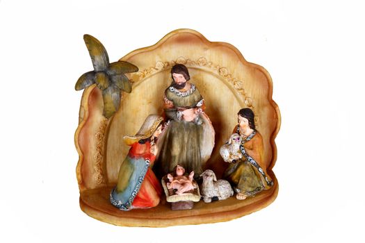 hut nativity scene on a white background