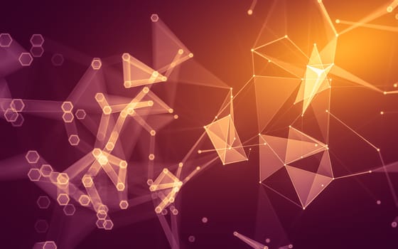 Abstract polygonal space low poly dark background with connecting dots and lines. Connection structure. 3d rendering