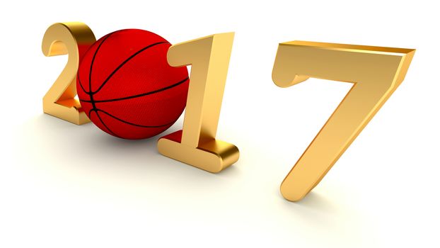 Basketball 2017 year isolated on a White Background, 3d-illustration.