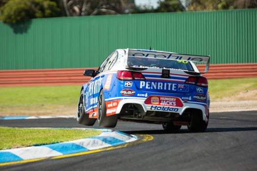 MELBOURNE/AUSTRALIA - SEPTEMBER 17, 2016: Erebus Motorsport driver David Renolds (9) in qualifying session for the Sandown 500 'Retro' Endurance race at Sandown raceway.