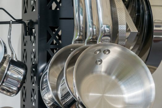 the new modern pots and pans close-up